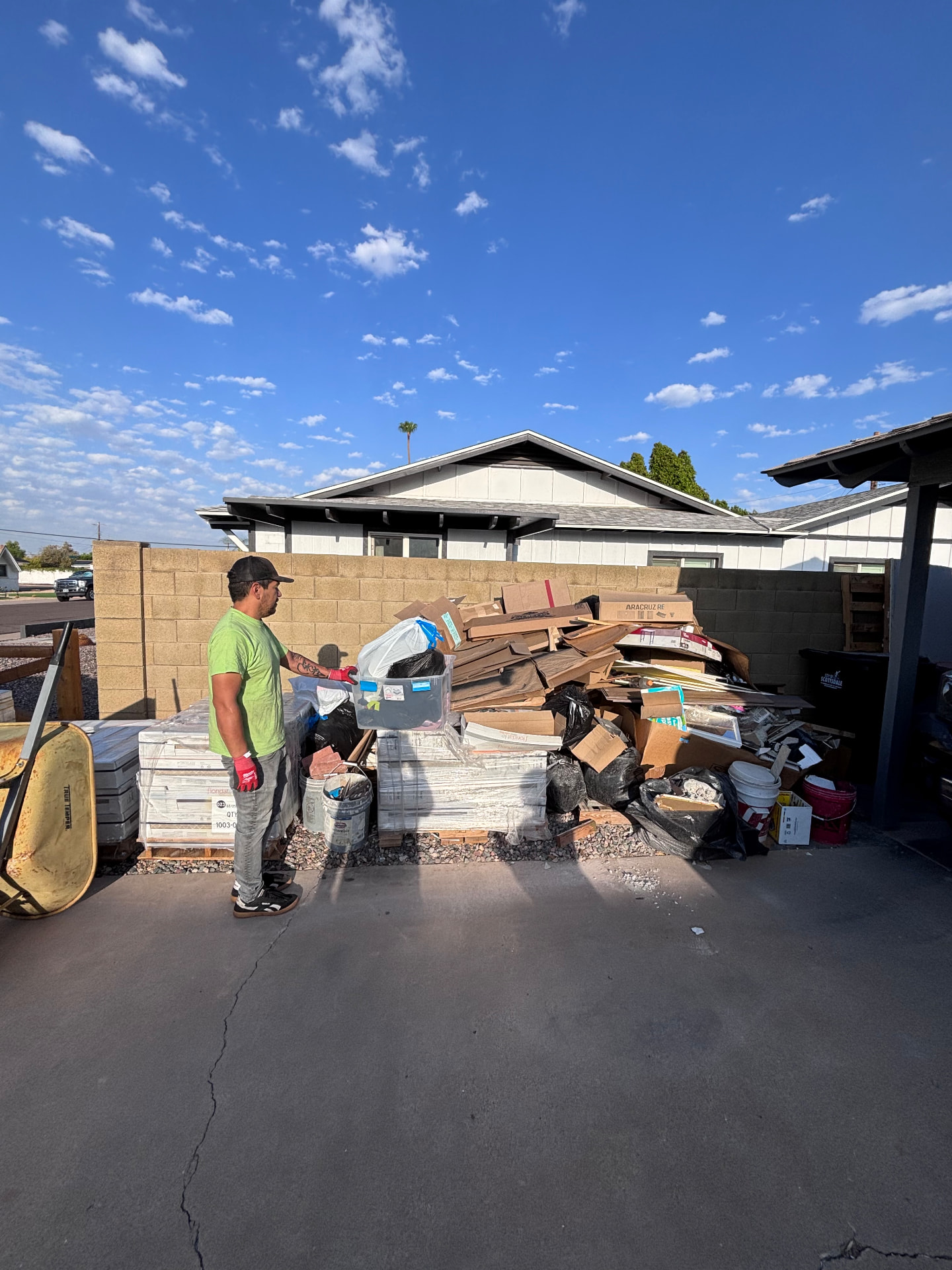 Junk removal cleanout with debris ready for hauling in Scottsdale, Arizona