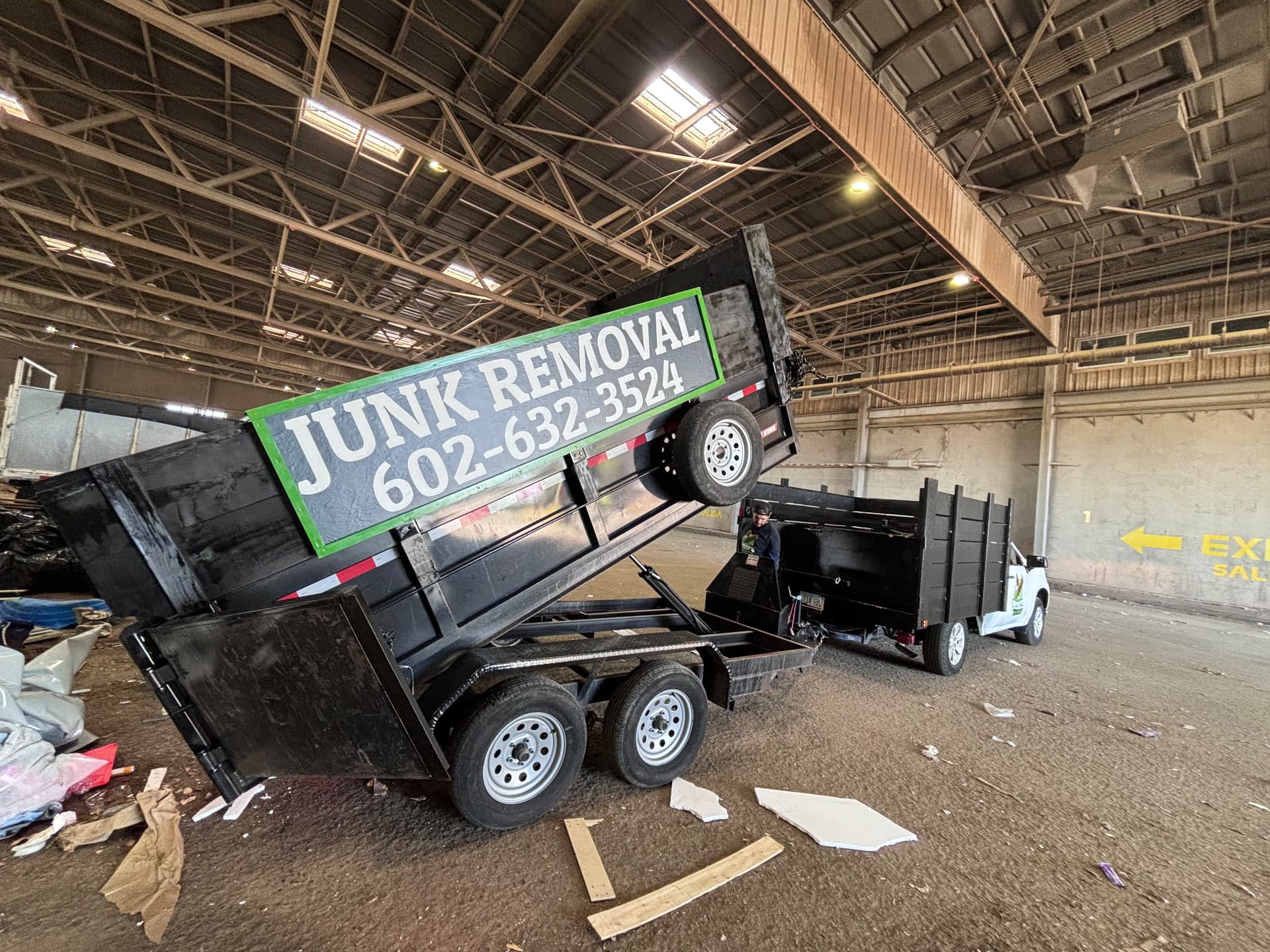 Mora’s Junk Removal dump trailer used for Scottsdale and Paradise Valley junk removal